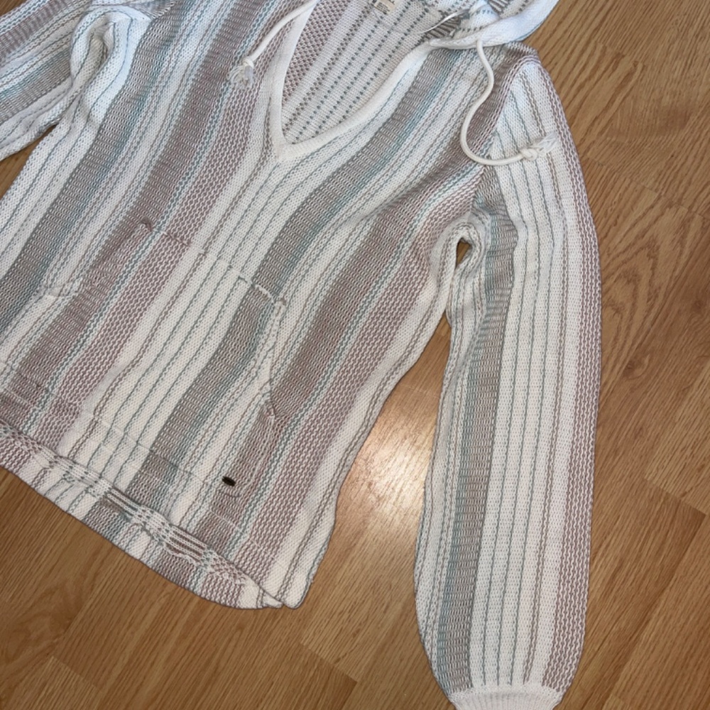 Women’s O’Neill Cable Knit V-Neck Long Sleeve Hooded Top / Hoodie / Sweater S-M - Picture 2 of 7